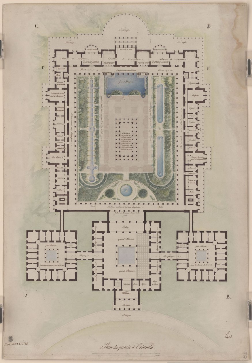 Orianda Castle in Crimea. Antique Design. Floor Plan by Karl Friedrich Schinkel
