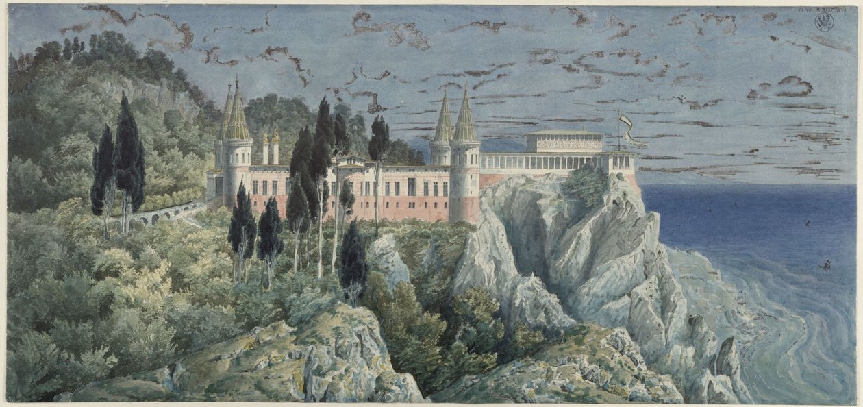 Orianda Castle in Crimea. Muscovite Design. View by Karl Friedrich Schinkel