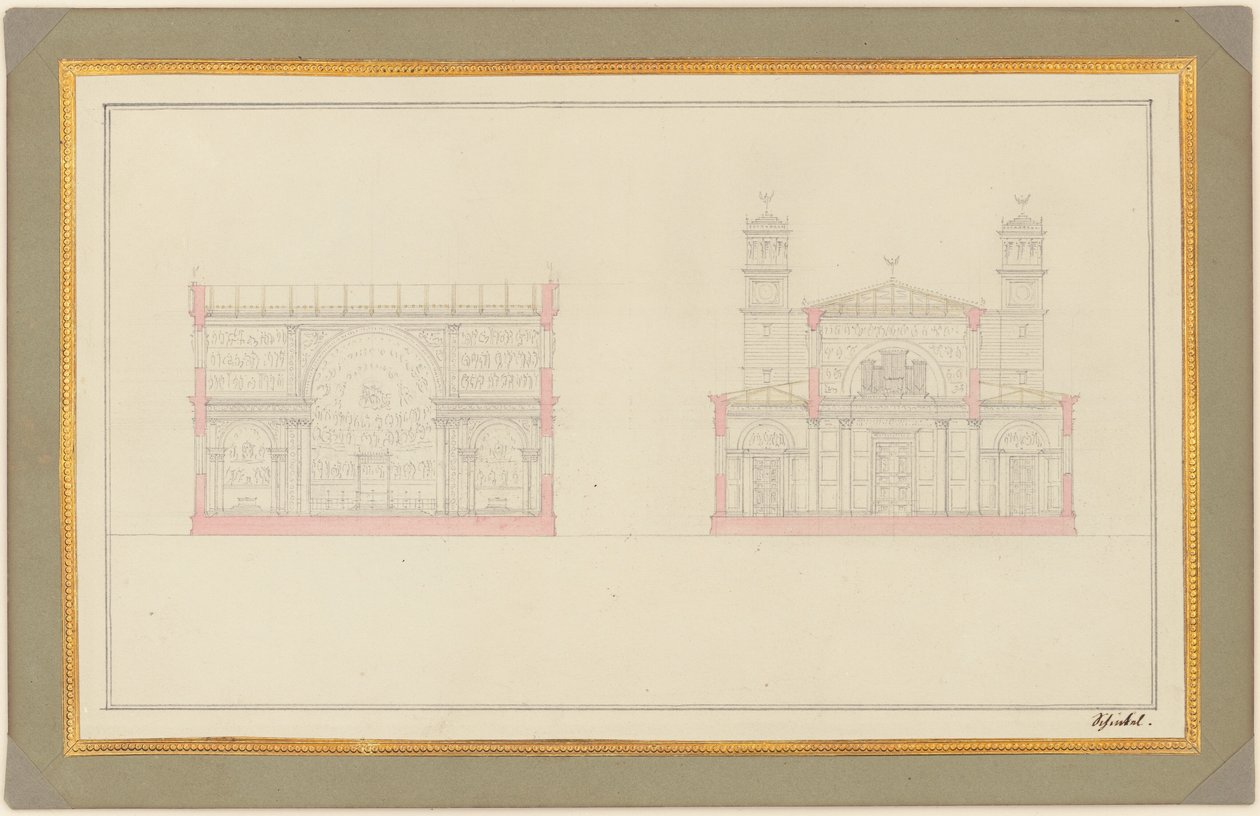 Section of the Crossing and the West End of a Cathedral for Berlin by Karl Friedrich Schinkel