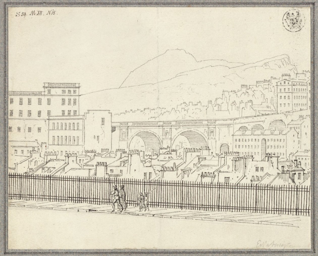 City View of Edinburgh with Bridge by Karl Friedrich Schinkel