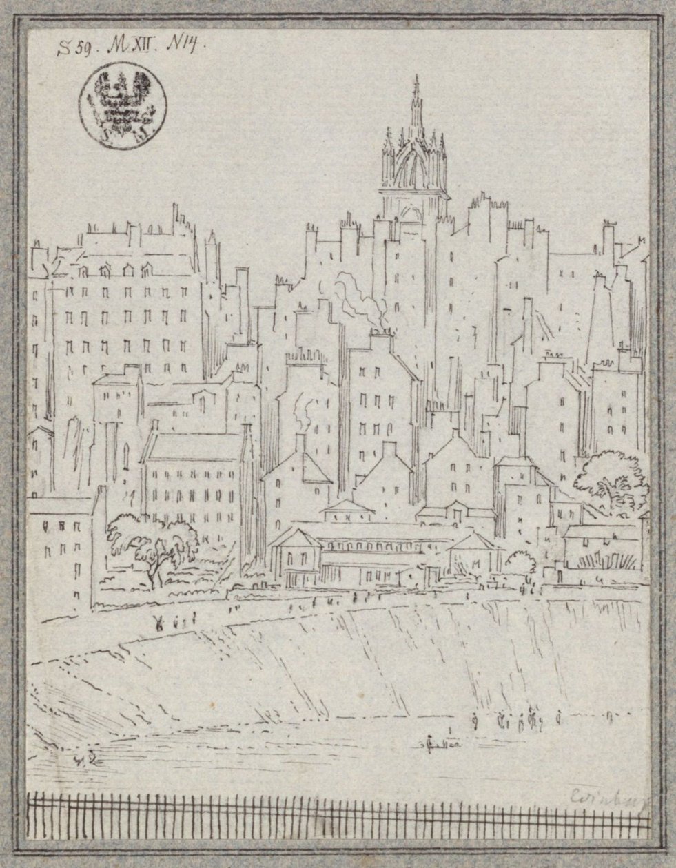 City View of Edinburgh with Houses by Karl Friedrich Schinkel