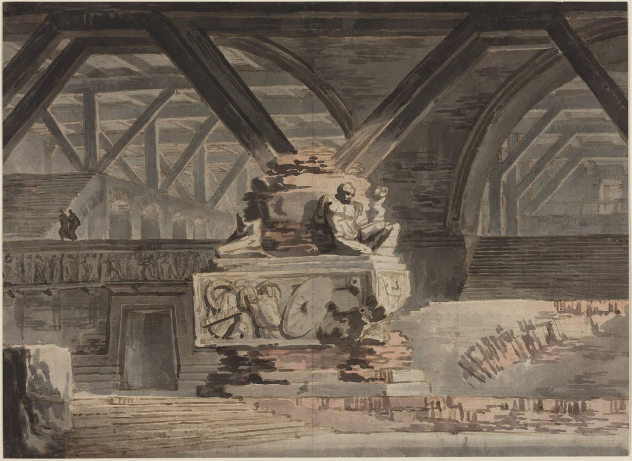 Stage Design: A Sepulchral Vault by Karl Friedrich Schinkel