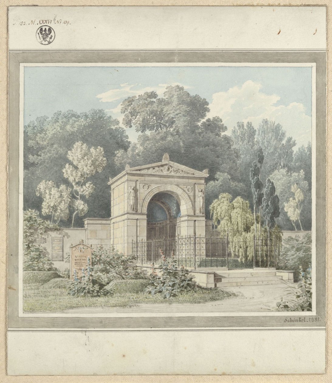 Zeitz. Design for the Tomb of Johann Friedrich Delbrück. View by Karl Friedrich Schinkel