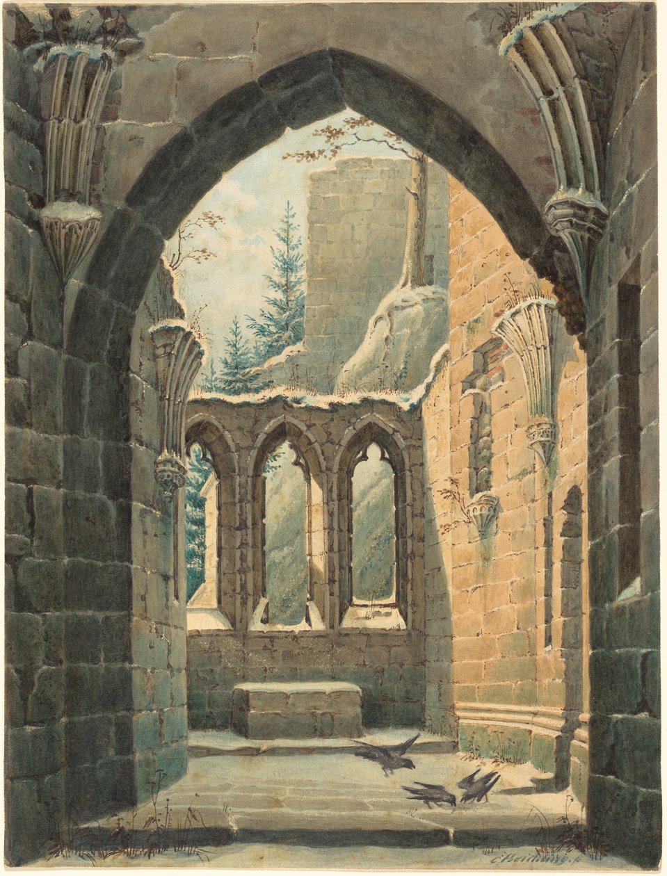 Ruins of the Oybin Monastery in Winter by Karl Heinrich Beichling