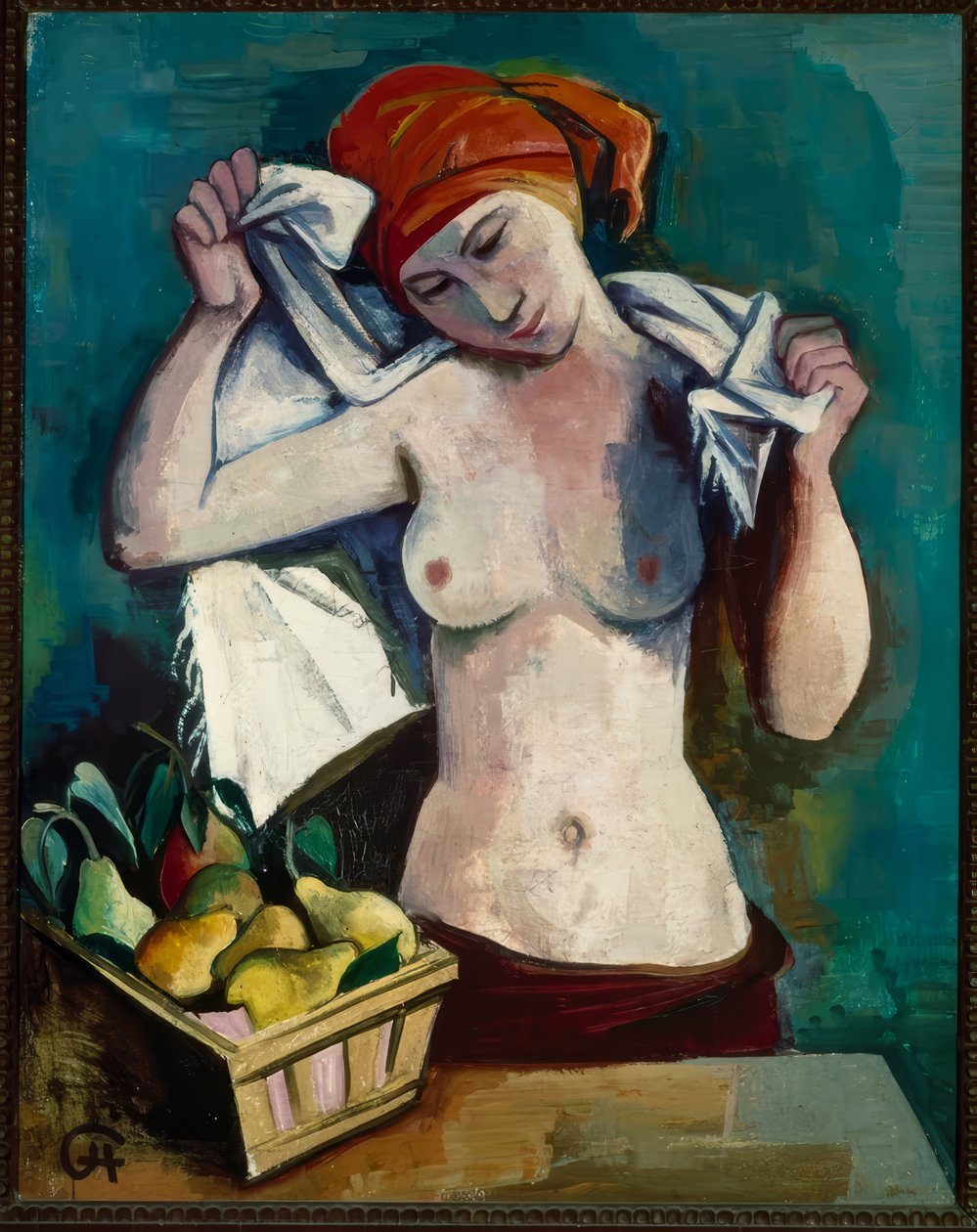 Female Half-Nude with Fruit Basket by Karl Hofer