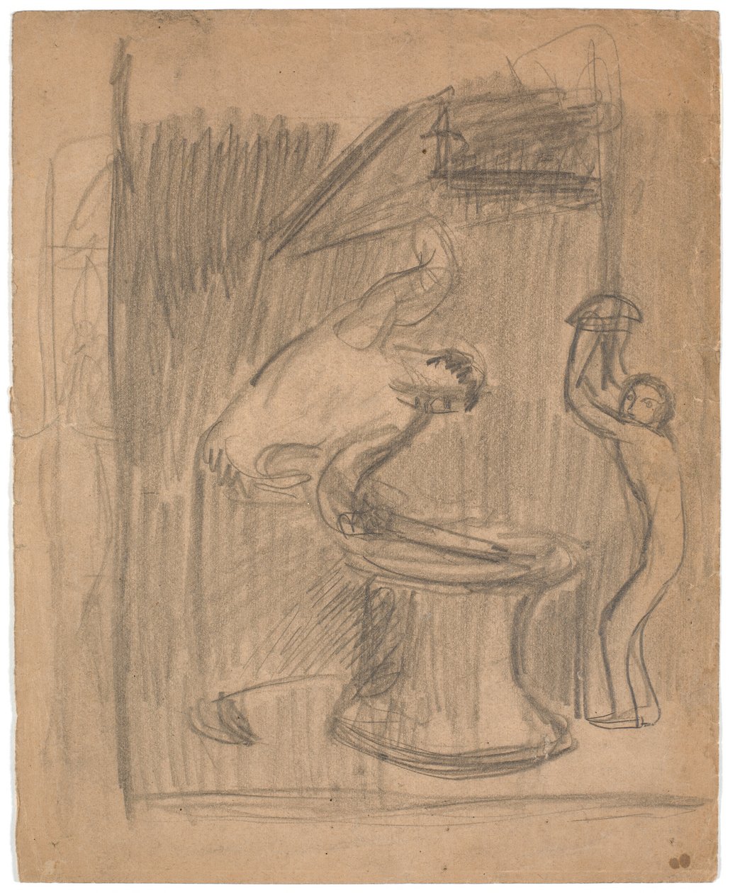 Composition Sketch: A Journeyman at the Anvil and a Boy at the Bellows by Karl Isakson