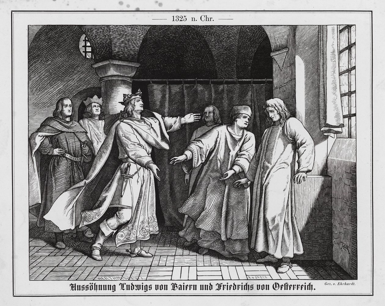 Reconciliation of Louis of Wittelsbach and Frederick of Habsburg by Karl Ludwig Adolf Ehrhardt