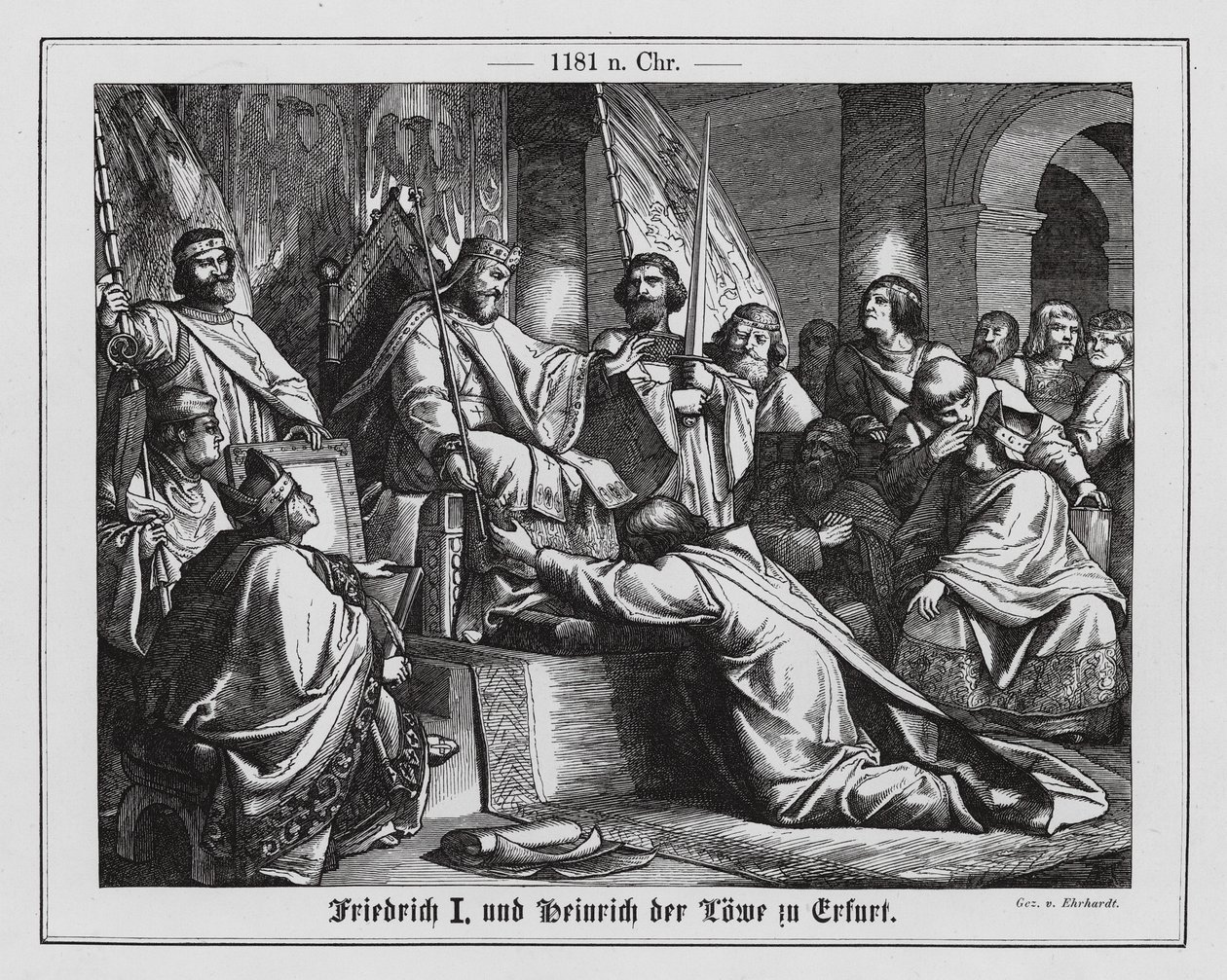 The Holy Roman Emperor Frederick I and Henry the Lion, Duke of Saxony, in Erfurt by Karl Ludwig Adolf Ehrhardt