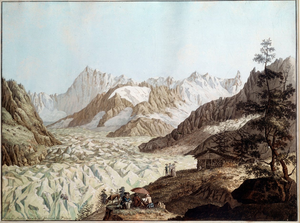 View of the Sea of Ice of Mount Avert near Chamonix in the Alps by Karl Ludwig Hackert