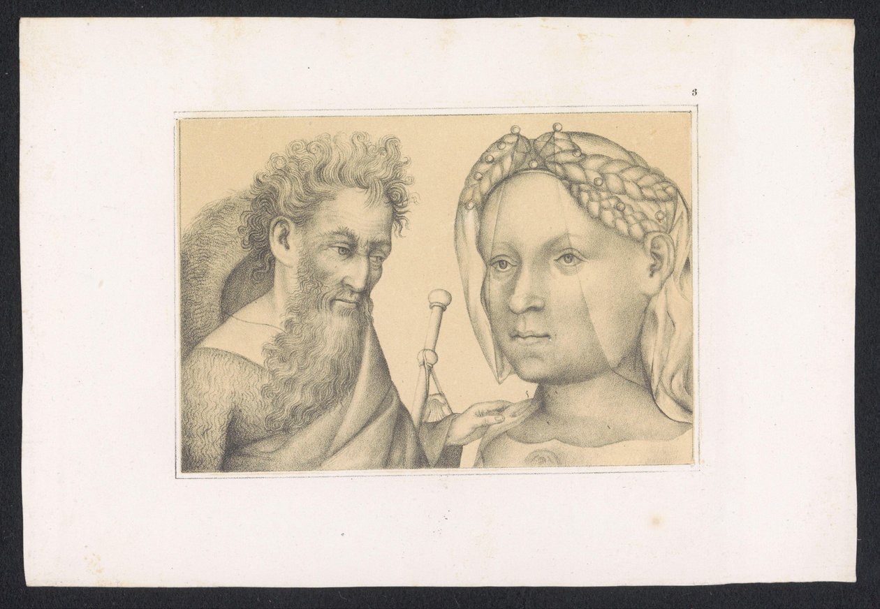 James the Greater and Woman (series title: Designs and Studies of a Netherlandish Master from the 15th Century. After the Originals Preserved in the Royal Library in Berlin) by Karl Palzow