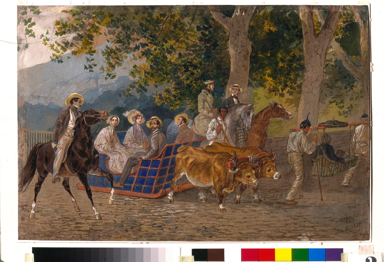Promenade in a Carriage Pulled by Oxen, on Horseback or in a Litter by Karl Pavlovich Bryullov