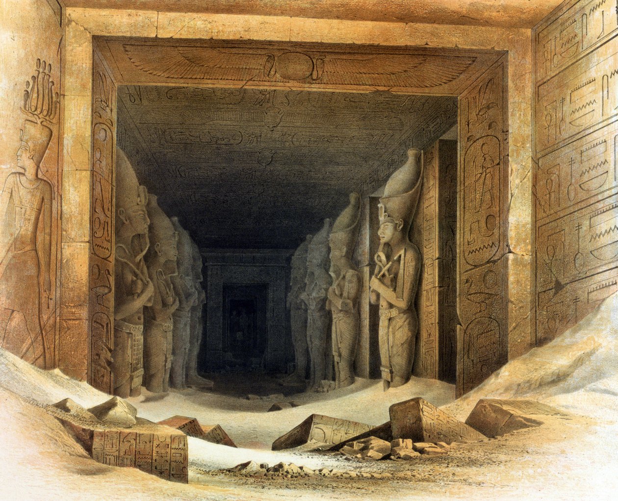 Giant limestone statues of Ramses II (Lithograph after Karl Richard ...