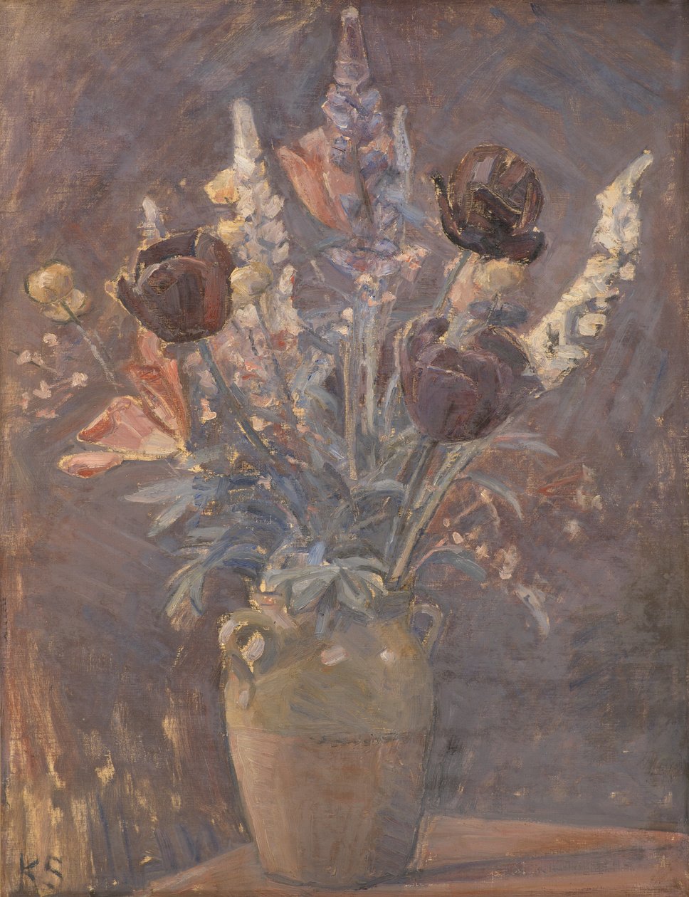 Clay Vase with Tulips and Other Flowers by Karl Schou