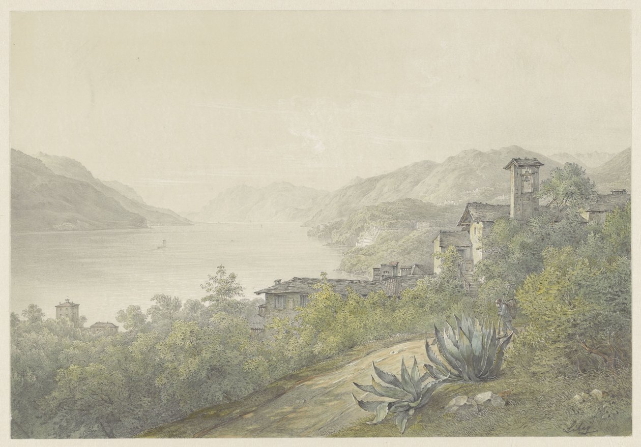 View from the Park of Bellagio, on Lake Como by Karoly Lajos Libay