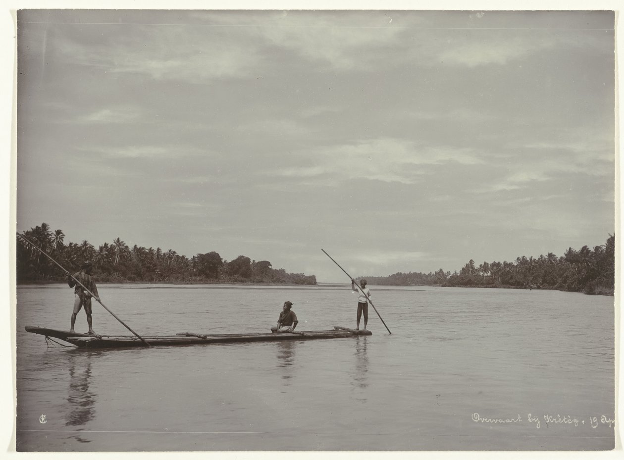Crossing a River with a Long Log Boat by Kassian Cephas