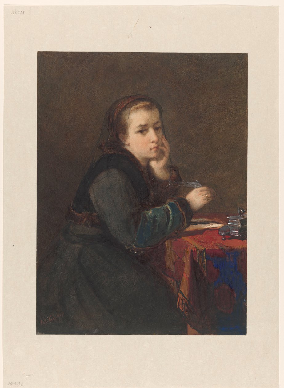 Girl Sitting and Writing at a Table by Kate Bisschop Swift