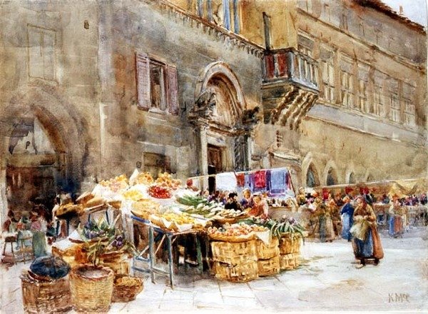 Before the House of the Captain of the People, Perugia, c.1906 by Katharine McCracken
