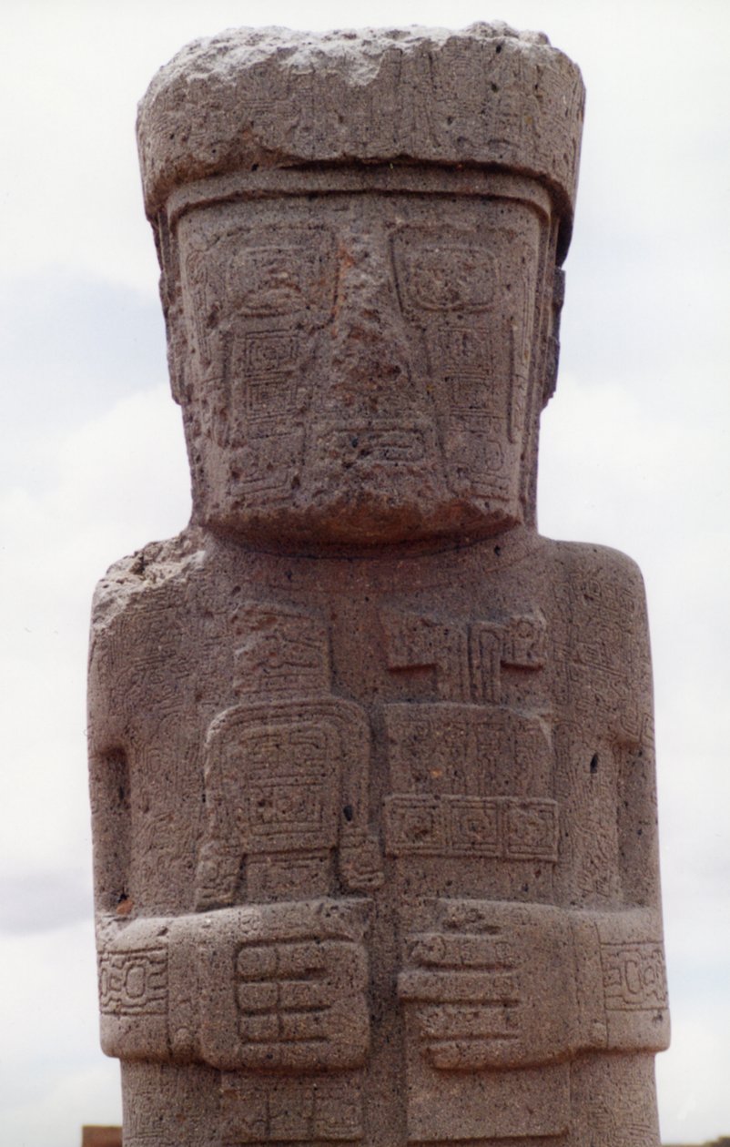 Standing Ponce Monolith at Kalasasay, the Temple Area of Pre-Columbian Site, Built 8th-10th Century AD by Katie Attenborough
