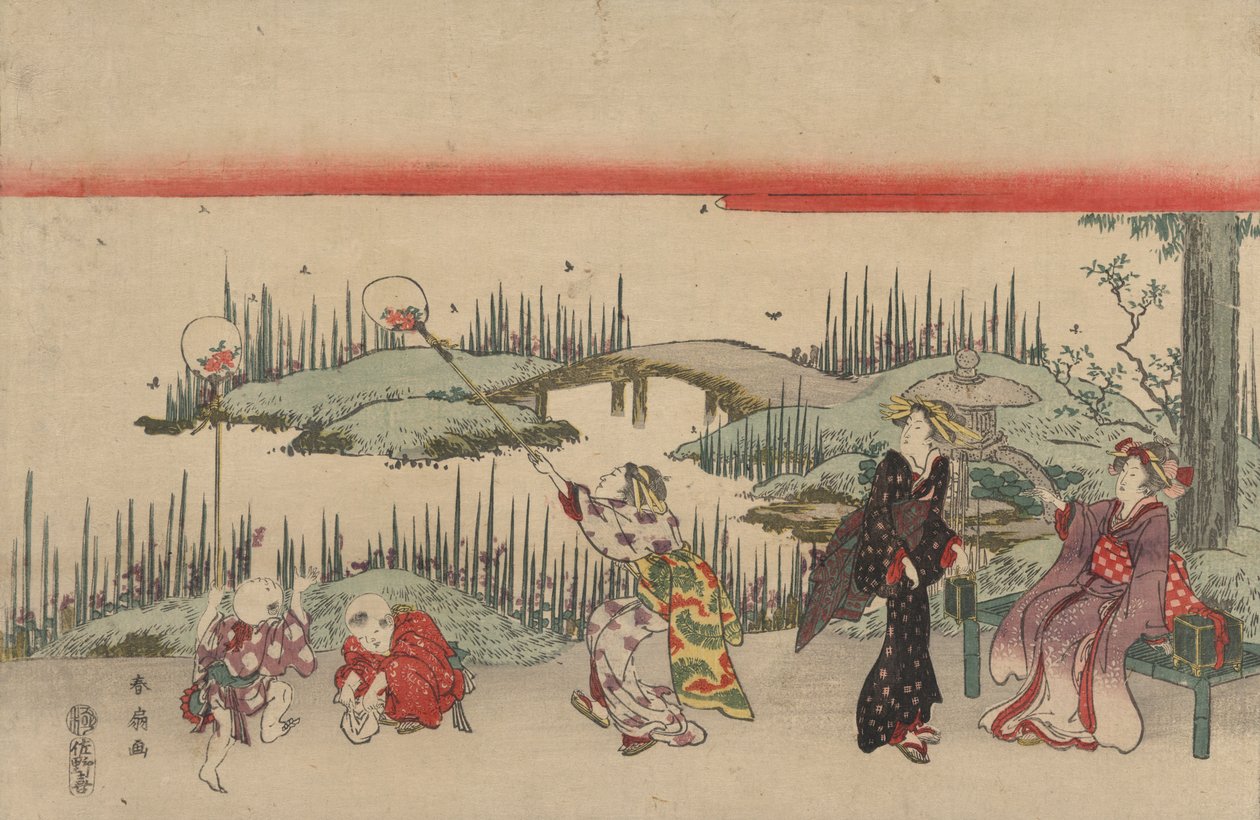 Catching Fireflies by Katsukawa Shunsen