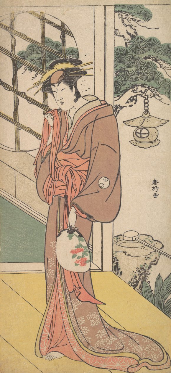 Arashi Ryuzo as a Tall Woman Standing on the Engawa, ca. 1789 by Katsukawa Shunko