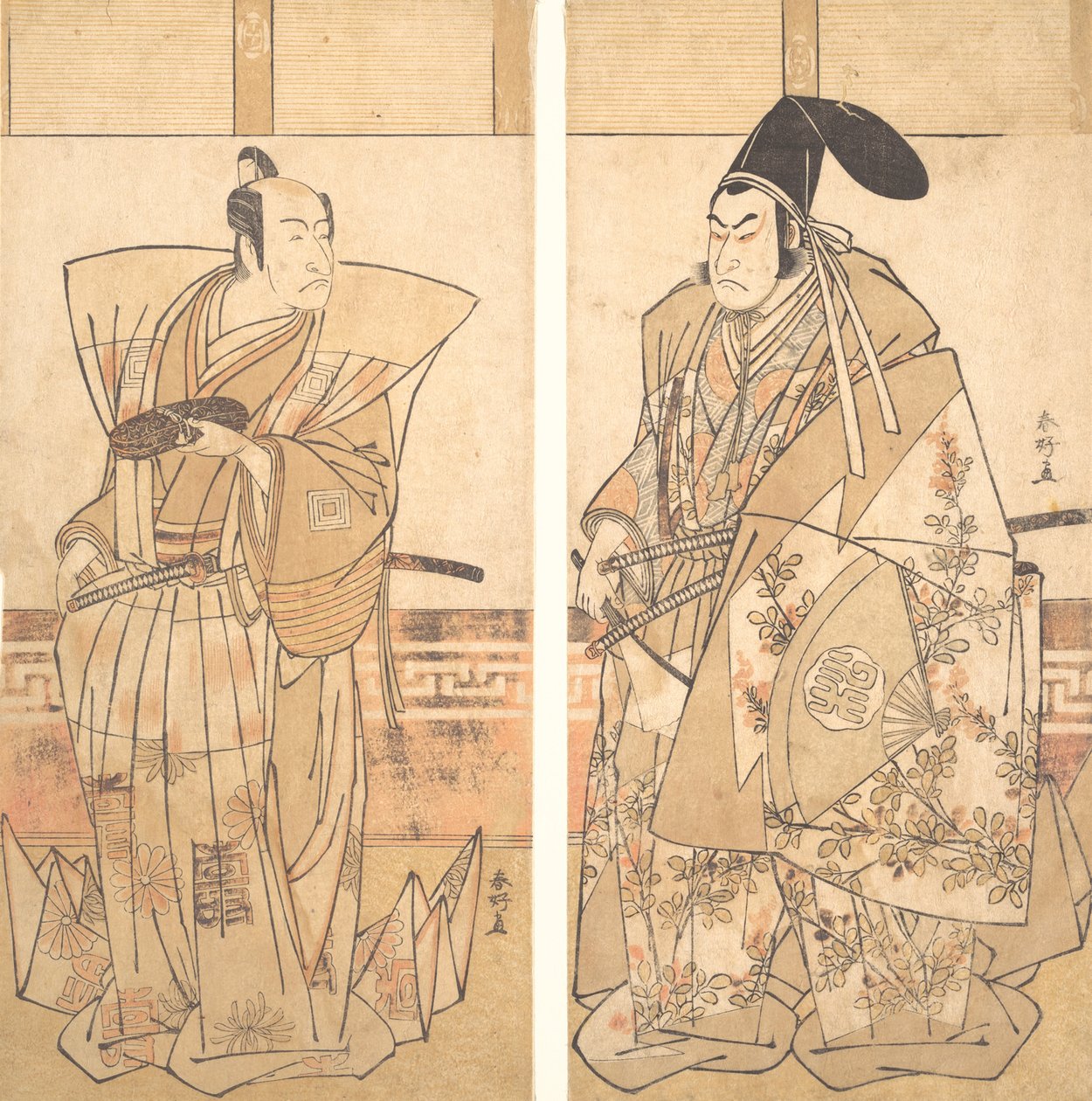 Two Actors Dressed in Ceremonial Costumes, ca. 1787 by Katsukawa Shunko