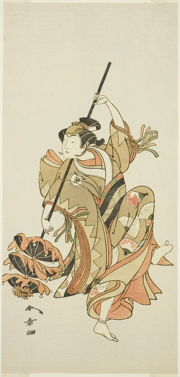 Actor Iwai Hanshirō IV Performs the Triple Umbrella Dance in 