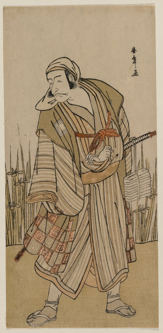 Ichikawa Danjuro V as a Traveller Beside a Clump of Iris, c. 1780 by Katsukawa Shunsho