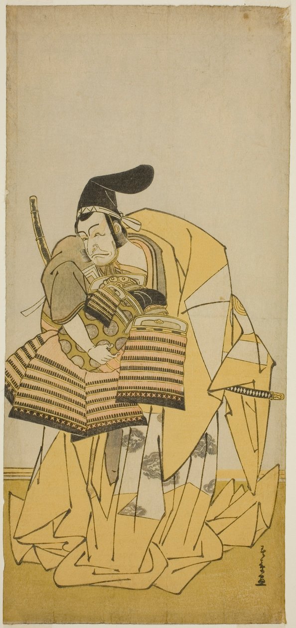 The Actor Ichikawa Ebizo III as Kudo Saemon Suketsune in the Play Kamuri Kotoba Soga no Yukari, Performed at the Ichimura Theater in the First Month, 1776 by Katsukawa Shunsho