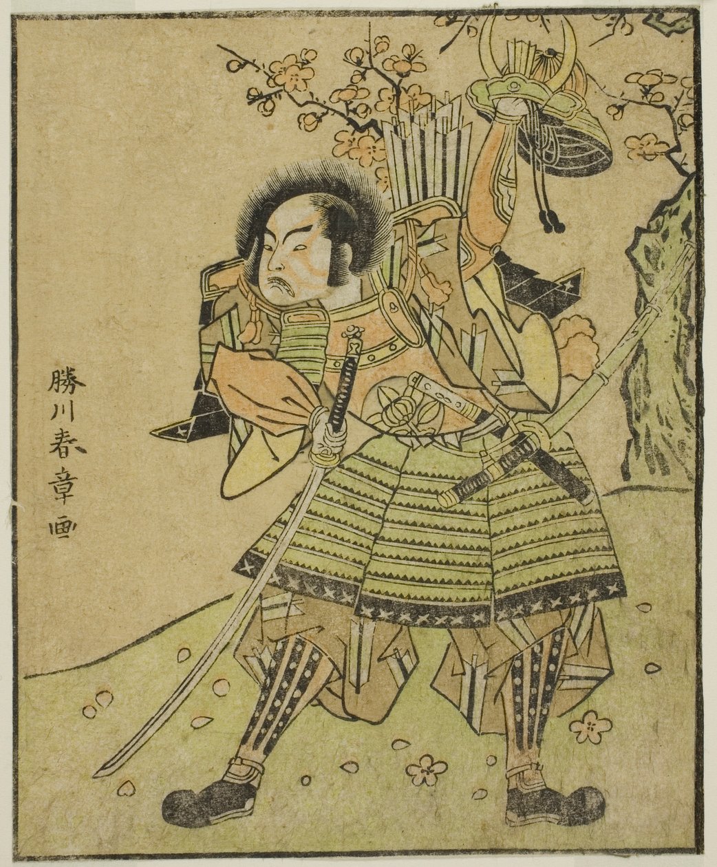 The Actor Ichimura Uzaemon IX as Kajiwara Genta no Kagetoki (?), in the Play Myoto-giku Izu no Kisewata, Performed at the Nakamura Theater in the Eleventh Month, 1770 by Katsukawa Shunsho