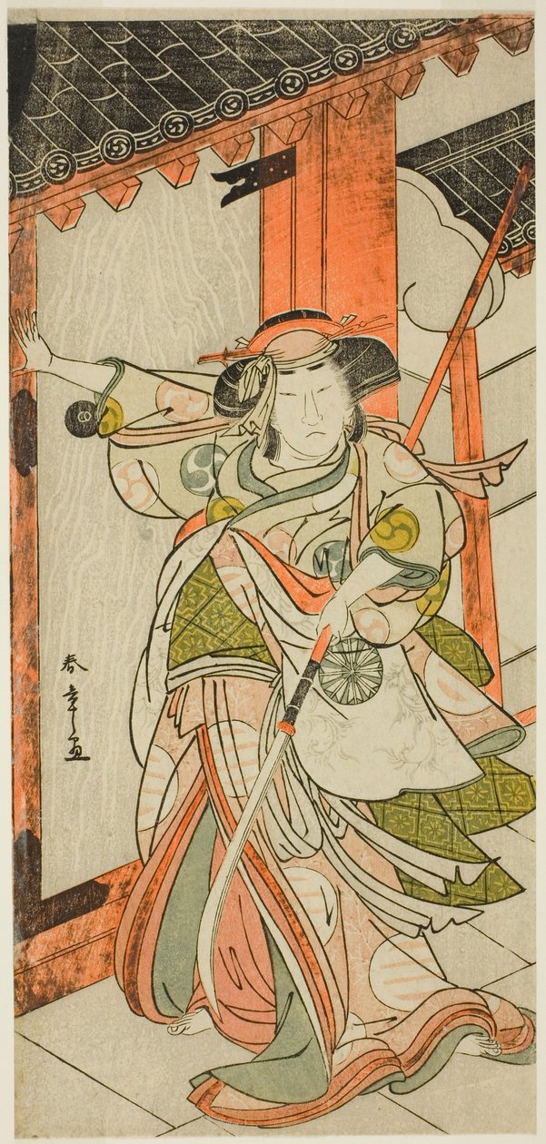 The Actor Nakamura Tomijuro I as Hangaku Gozen Breaking Down the Gate in the Play Wada-gassen Onna Maizuru, Performed at the Nakamura Theater, 1777 by Katsukawa Shunsho