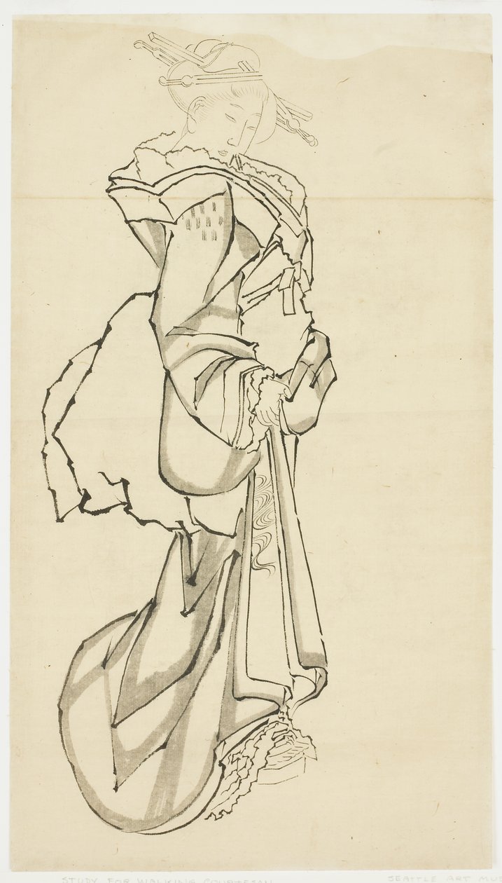 Walking Courtesan (study) by Katsushika (school of) Hokusai