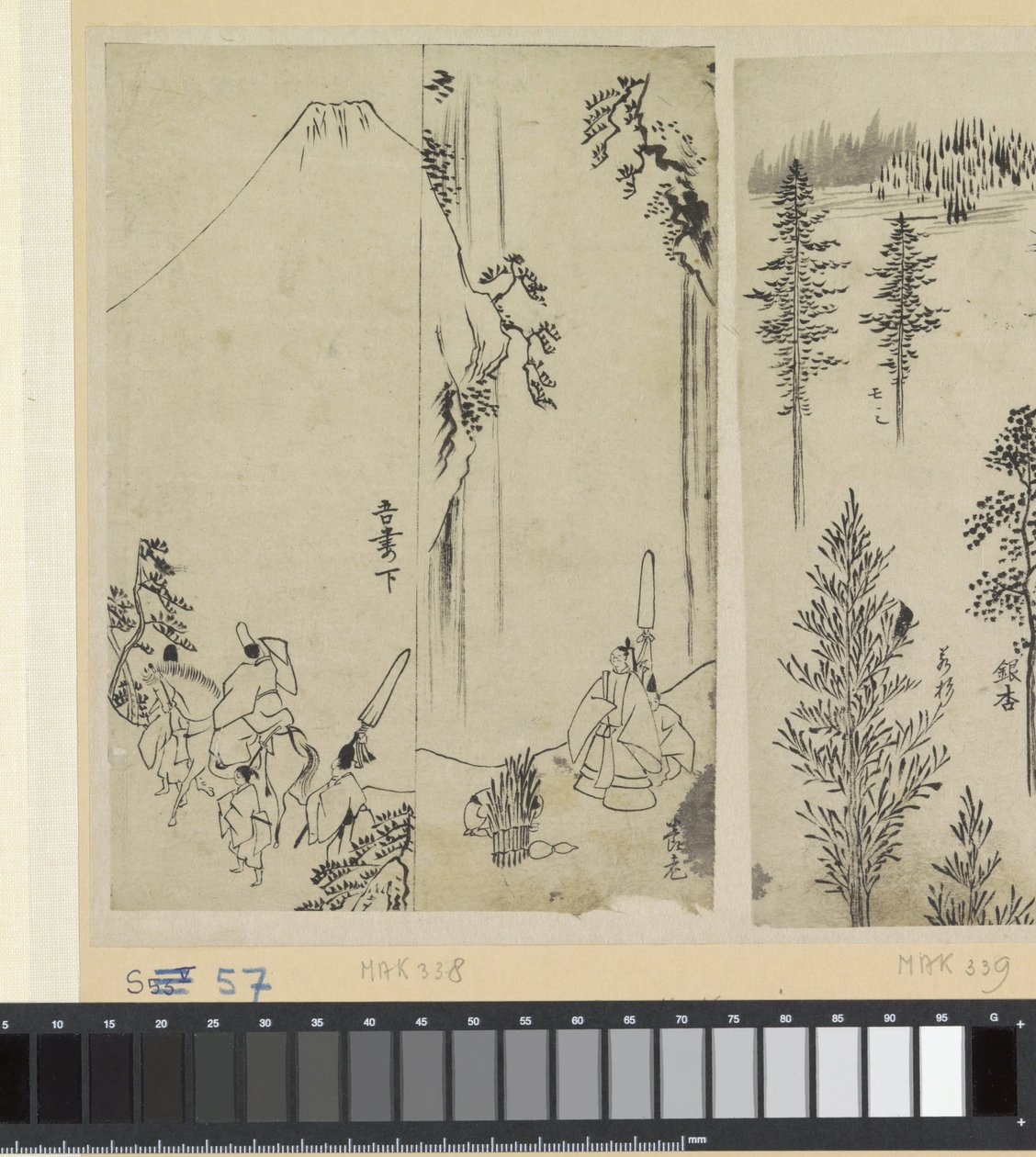 Rider with Entourage and the Greeting of a Daimyo by Katsushika Hokusai (possibly)