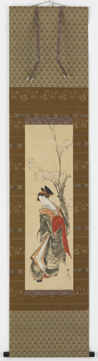 A Courtesan under a Cherry Tree by Katsushika Hokusai