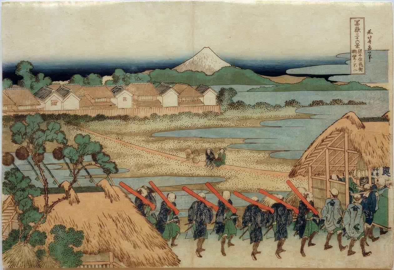 Mount Fuji, seen from Senju and the Pleasure District by Katsushika Hokusai