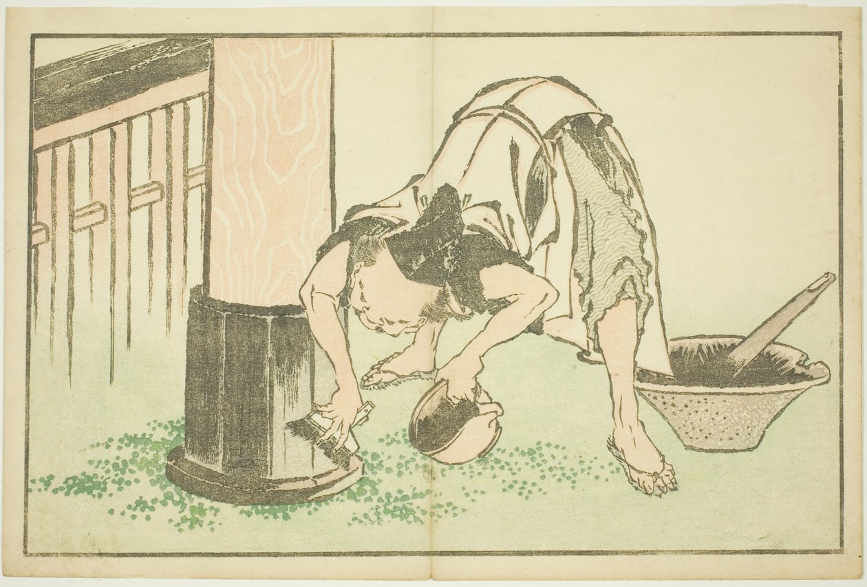Craftsman Working on Temple (from The Picture Book of Realistic Paintings of Hokusai) by Katsushika Hokusai