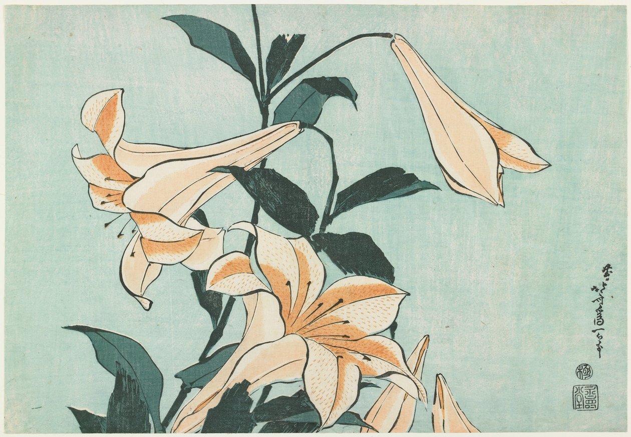 Lilies by Katsushika Hokusai