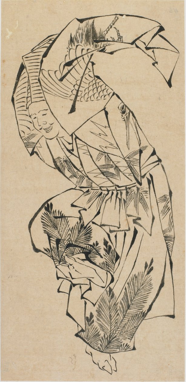 Male Dancer, Manzai, Late 18th-Early 19th Century by Katsushika Hokusai