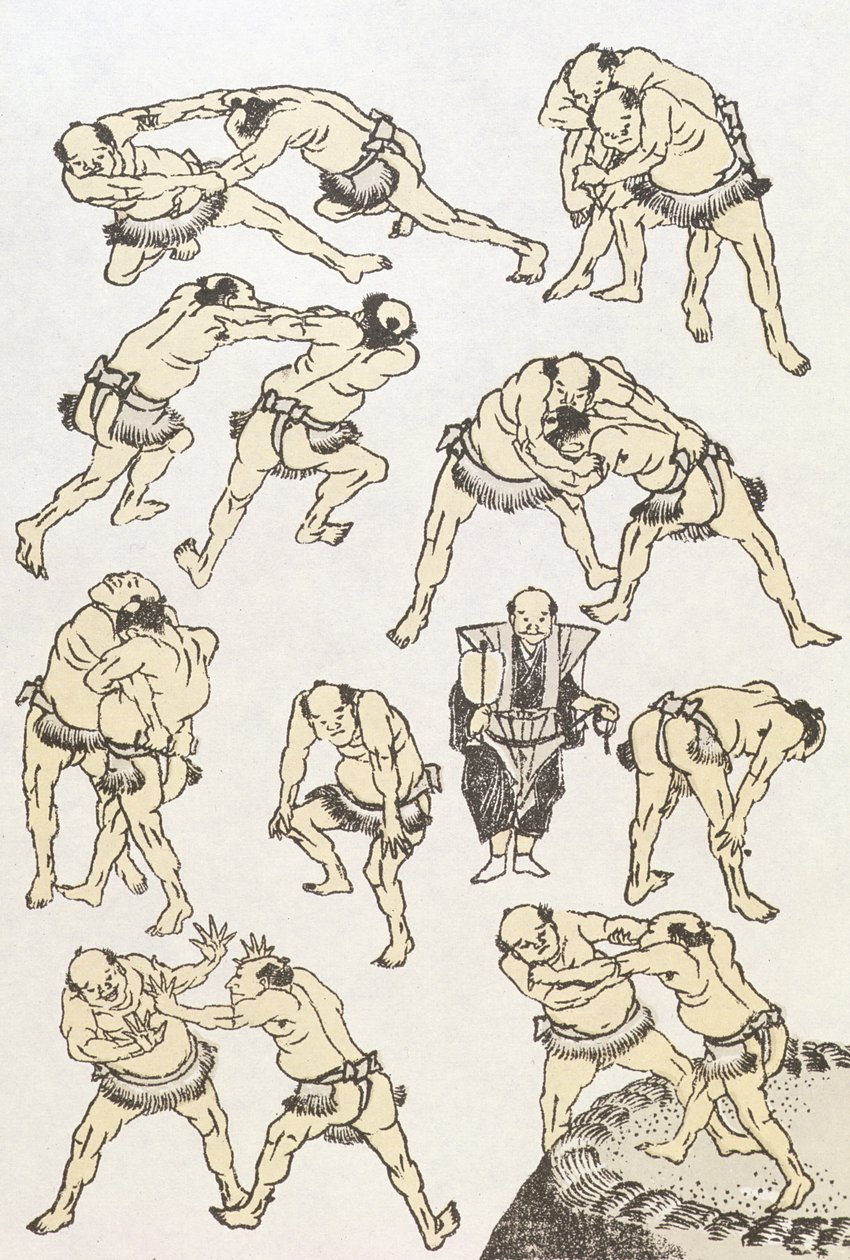 Manga: Studies of Gestures and Postures of Wrestlers by Katsushika Hokusai