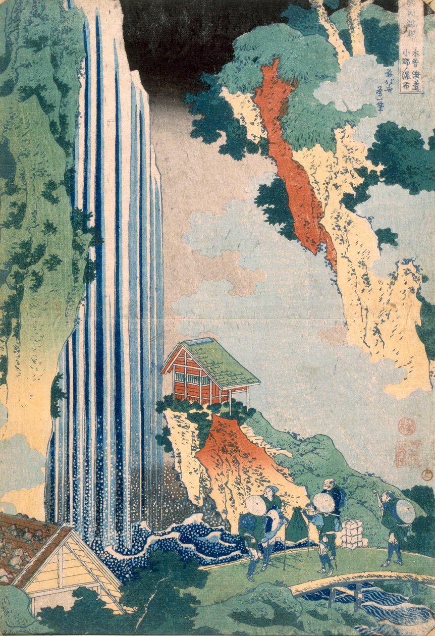 Ona Waterfall on the Kisokaido, 1827 by Katsushika Hokusai