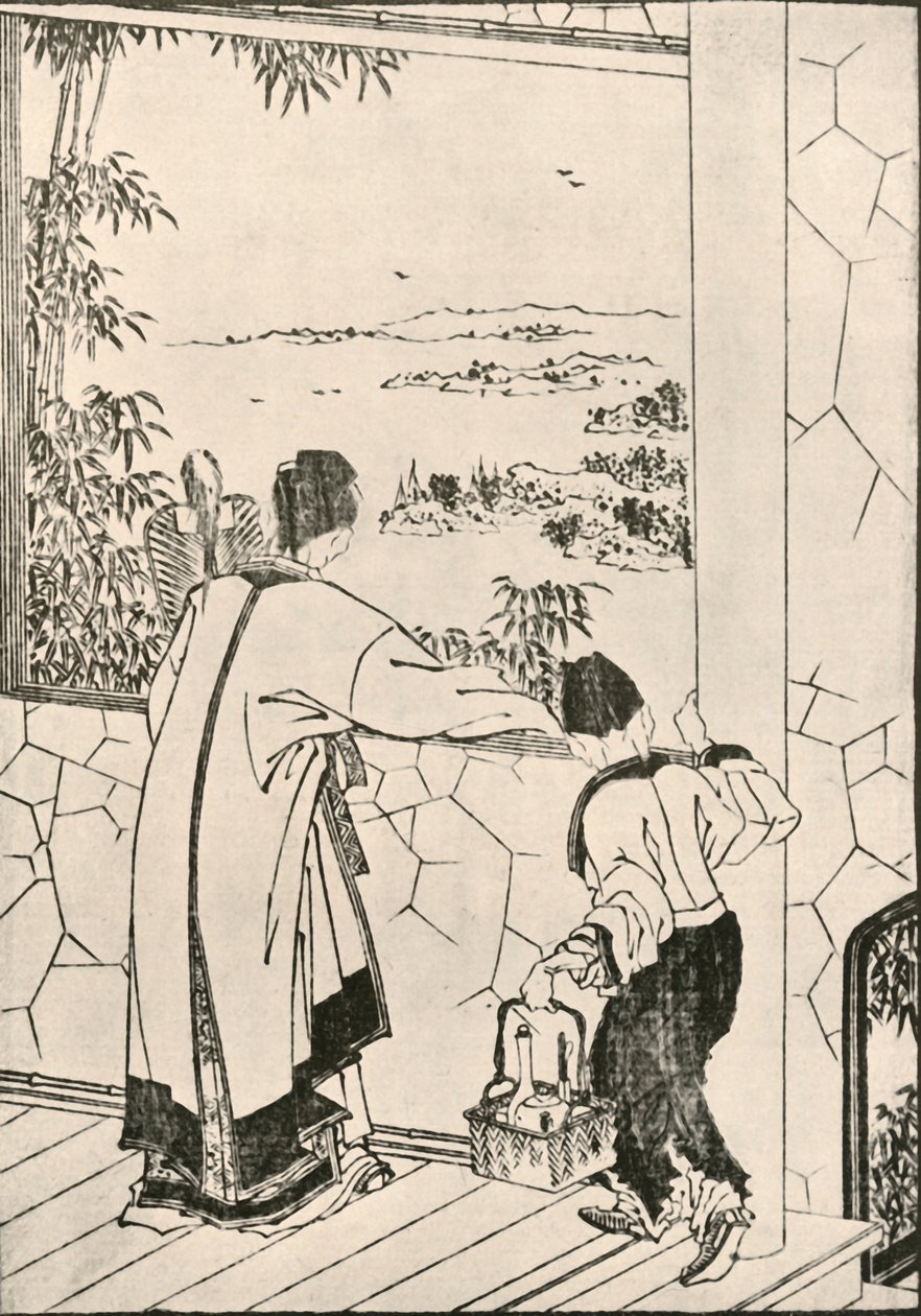 People looking out of a window by Katsushika Hokusai