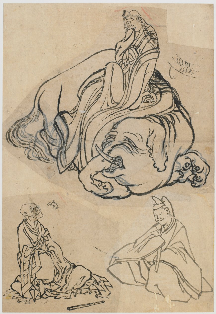 Preparatory Sketch for The Courtesan Eguchi as the Bodhisattva Fugen by Katsushika Hokusai