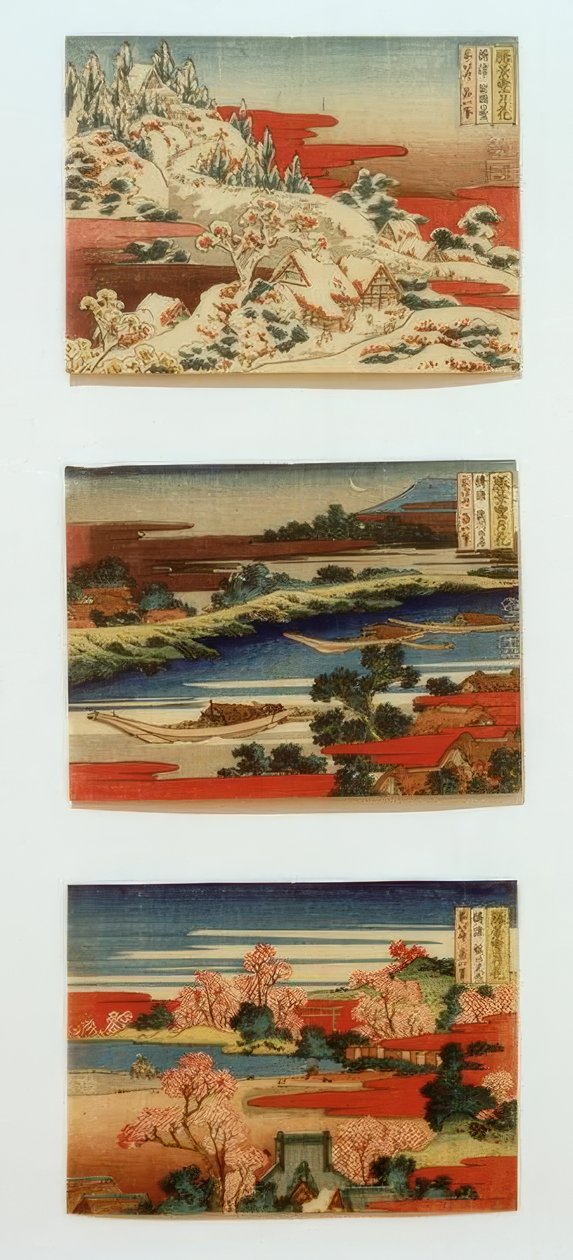 Snow, Moon and Flowers in Beautiful Landscapes by Katsushika Hokusai