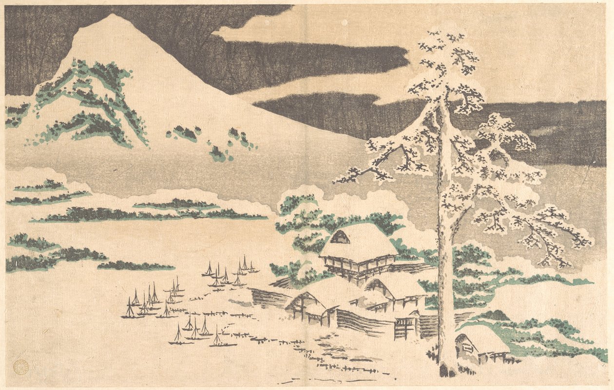 Seaside Village in Winter, from Hokusai’s Album of Realistic Pictures by Katsushika Hokusai