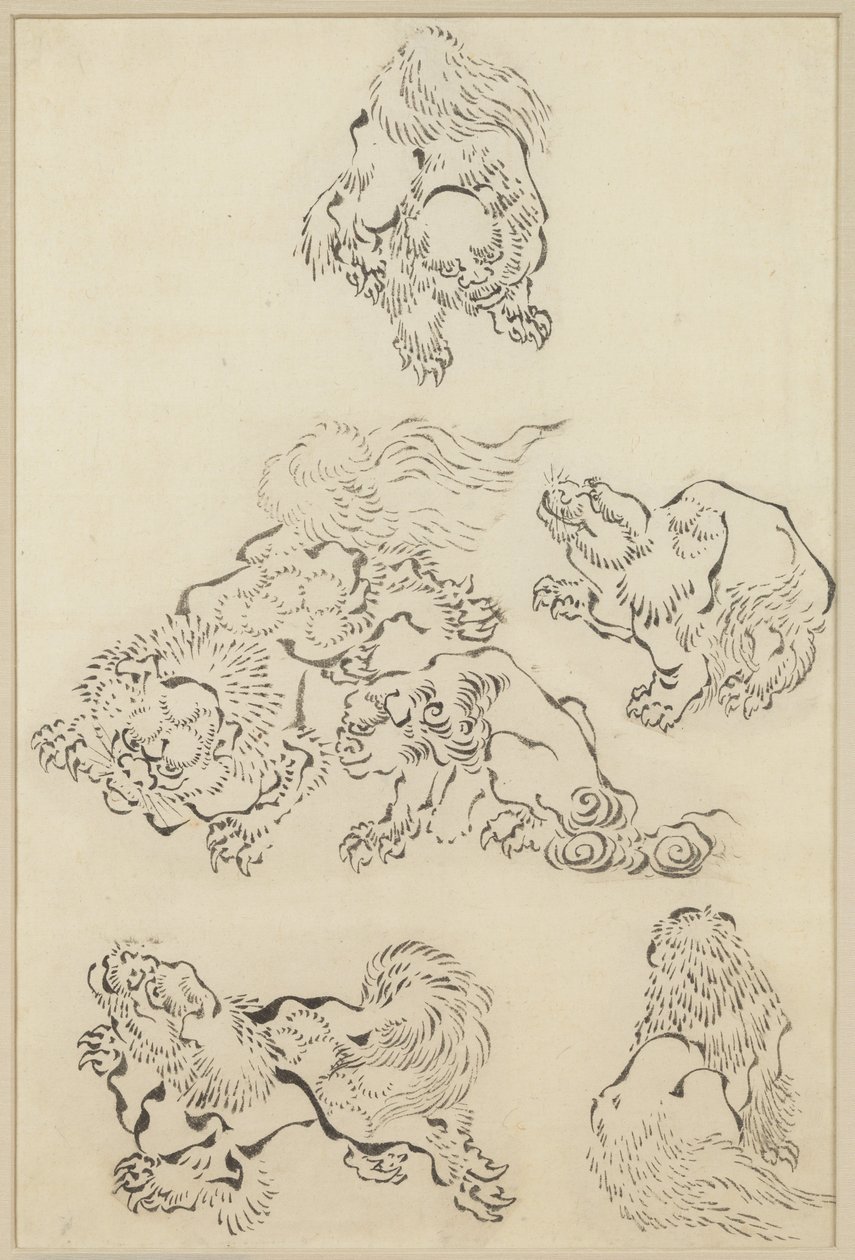 Six Lions by Katsushika Hokusai