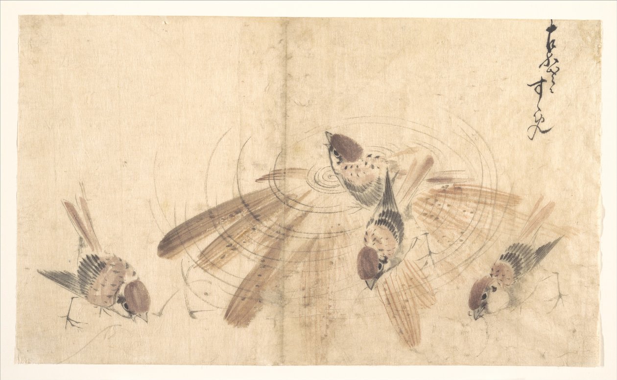 Sparrows by Katsushika Hokusai