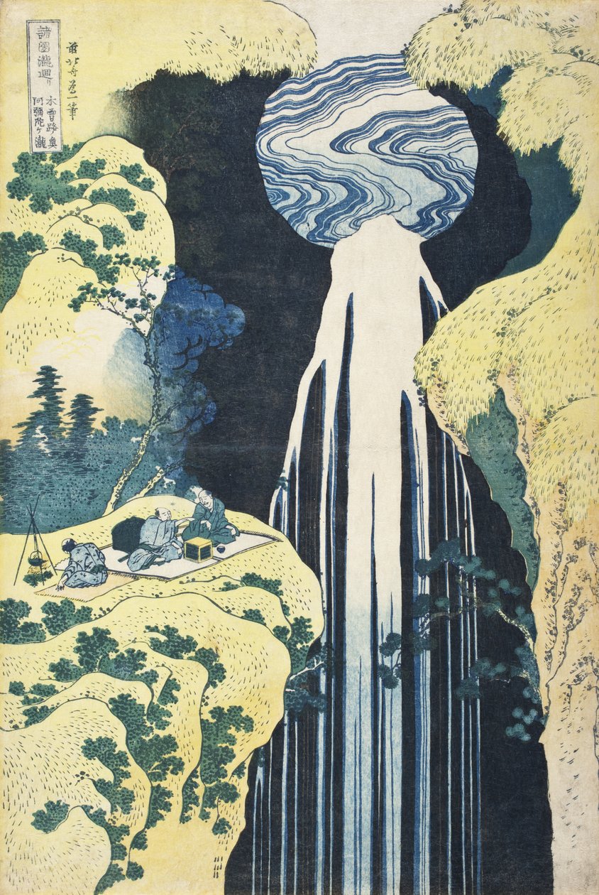 The Amida Falls in the Far Reaches of the Kisokaido Road by Katsushika Hokusai