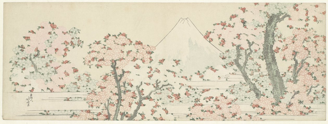 The Mount Fuji with Cherry Trees in Bloom by Katsushika Hokusai