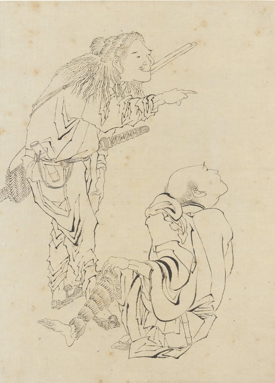 Two Hunters by Katsushika Hokusai