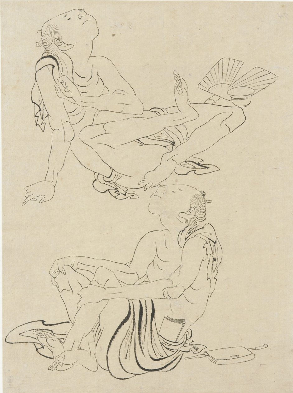 Two men relaxing in summer by Katsushika Hokusai