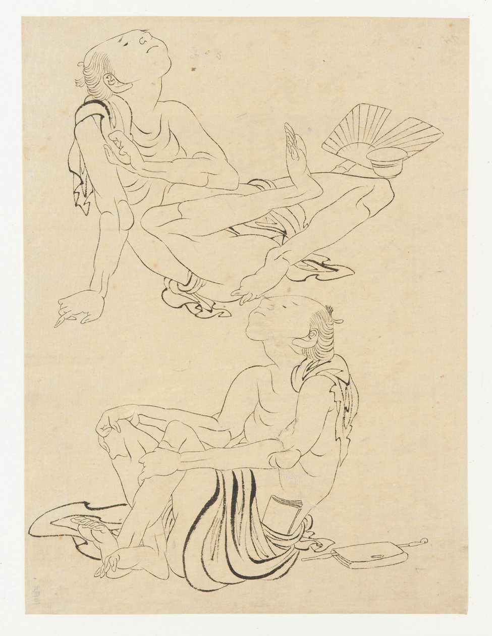 Two men relaxing in summer by Katsushika Hokusai